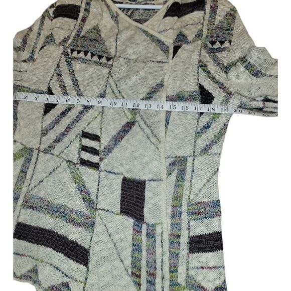 Buckle Knitted Open Front Drape Cardigan Sweater Off White Multi L - Picture 7 of 10